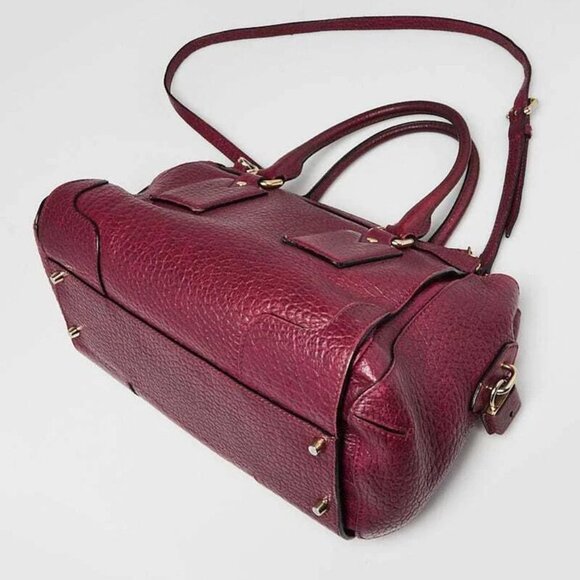 Burberry Purple Heritage Grain Leather Small Gladstone Bag - Picture 11 of 12